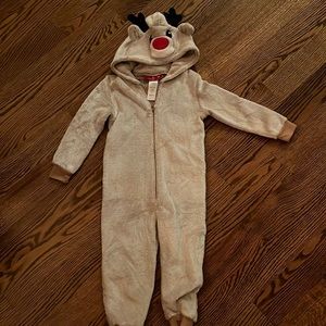 Reindeer one piece fleece outfit